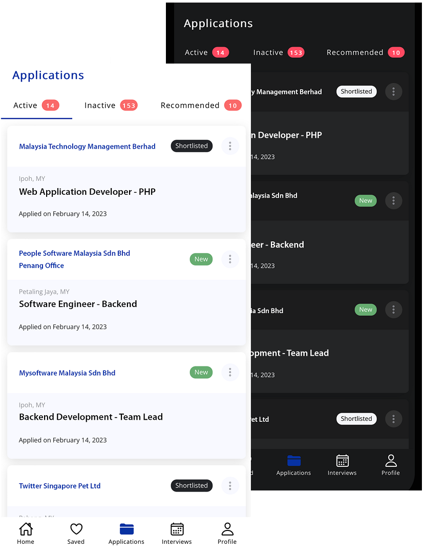 Jobstore app sample - Jobseeker application listing