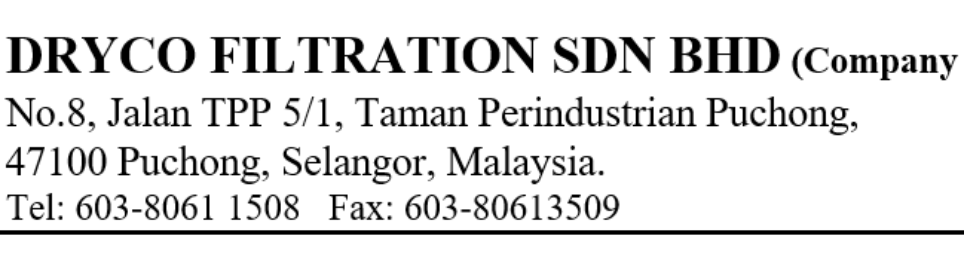 Banner for DRYCO FILTRATION SDN BHD
